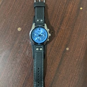 Pre-owned Men's Fossil Leather Chronograph Watch